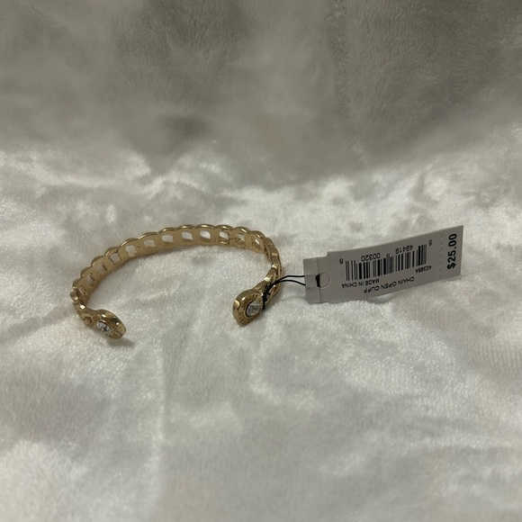 Guess gold rhinestone chain open cuff bracelet - Picture 2 of 3